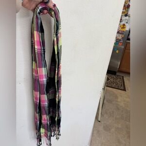 Plaid Scarf in Pink, Green, and Black